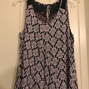 Altar'd State Sleeveless brocade design blouse with lace